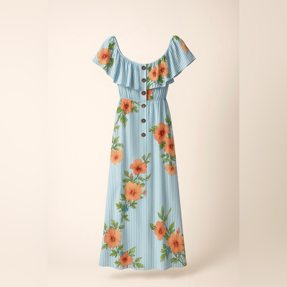 2/$25 Miley + Molly Floral Striped Maxi Dress